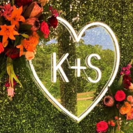 Wedding Heart Neon Sign with Initials