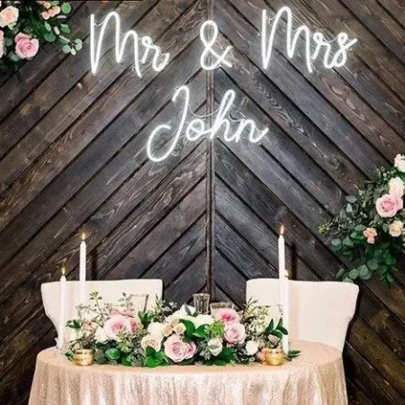 Mr & Mrs + Last Name Neon Wedding Sign
